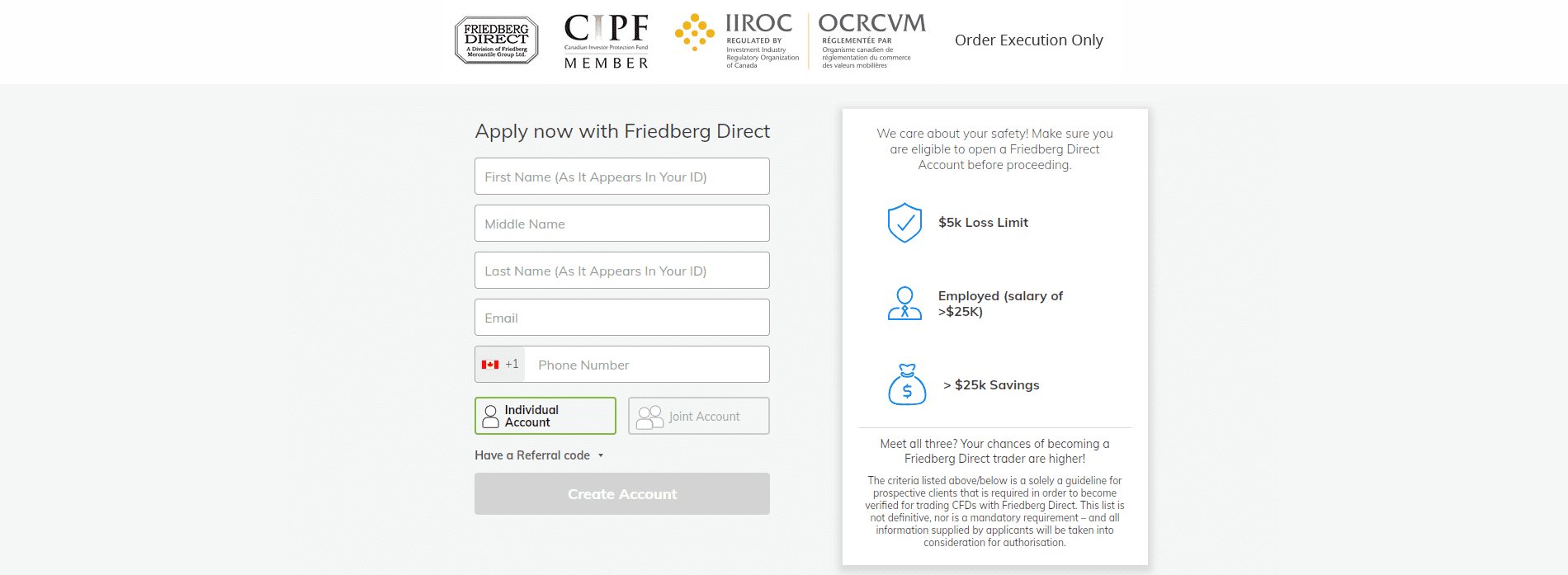 Friedberg Direct Review account criteria